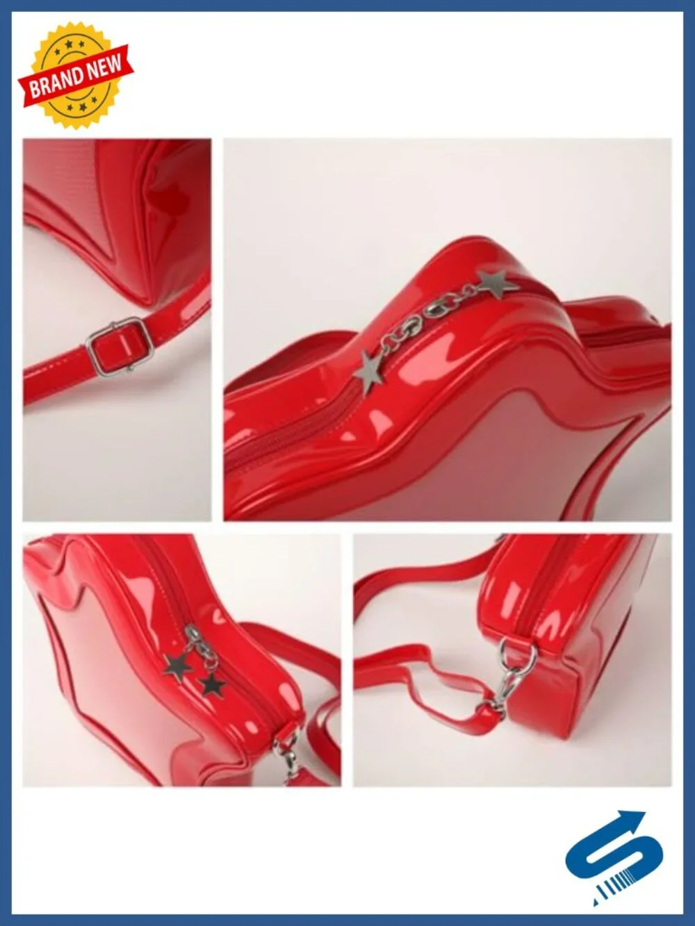 Star Shaped Ita Bag Pins Display Crossbody Backpack PU Leather